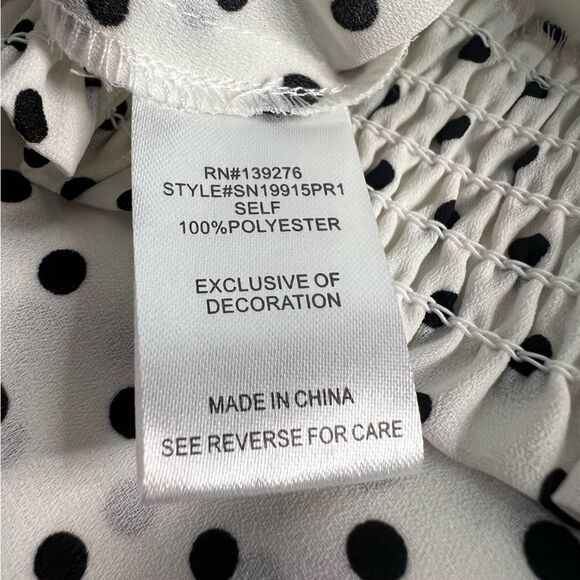 Stitch Fix Les Serein Polka Dot Blouse Womens Large White/Black V-Neck - Picture 5 of 6
